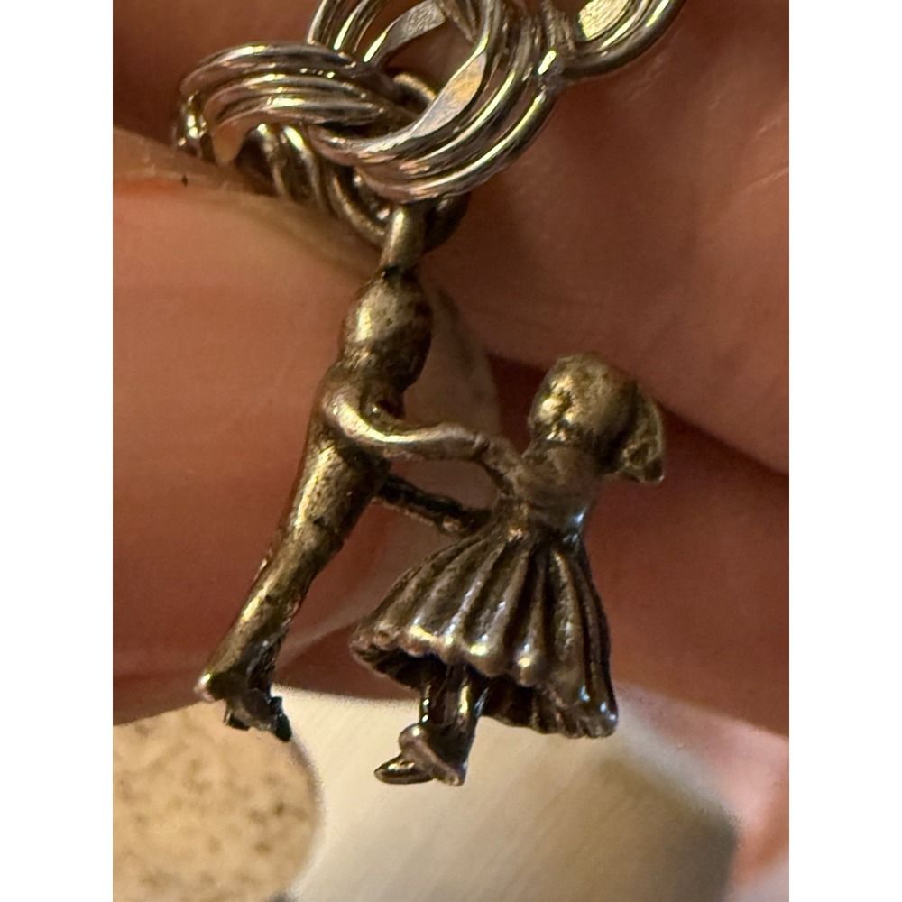 Vintage‎  Sterling Silver 5 Charms Bracelet with Safety Chain~ 7.5" - Picture 11 of 16